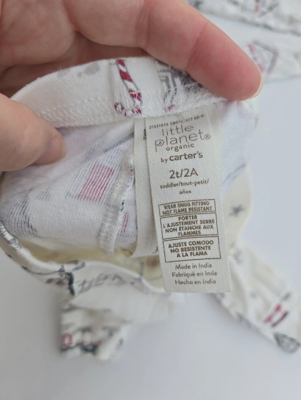 Little Planet Cream Holiday Village Pajama Set Organic Cotton 2T
